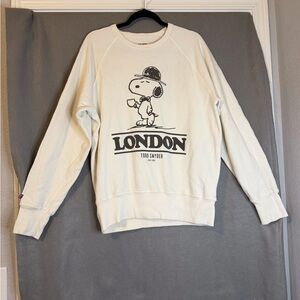 Todd Snyder Men's Cream Sweater with Snoopy London Graphic